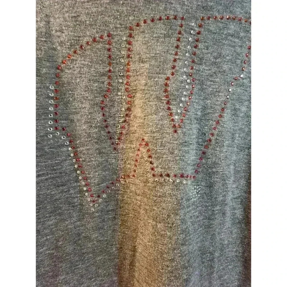 Wisconsin Badgers Studded Grey Shirt Women's XLarge Bling Embellished - Picture 1 of 4